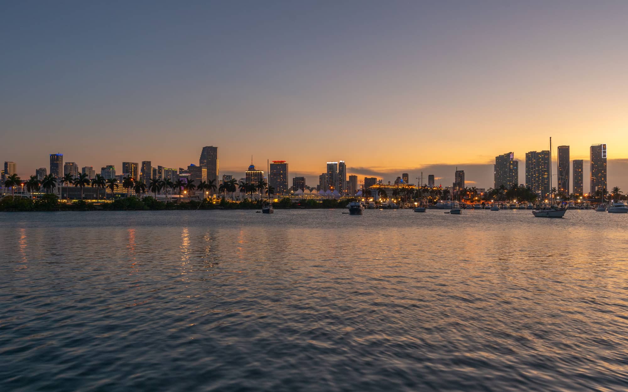 Miami skyline on the water